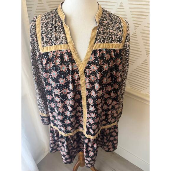 Entro Women’s Small Velvet Trimmed Black Peasant Dress - Picture 6 of 6